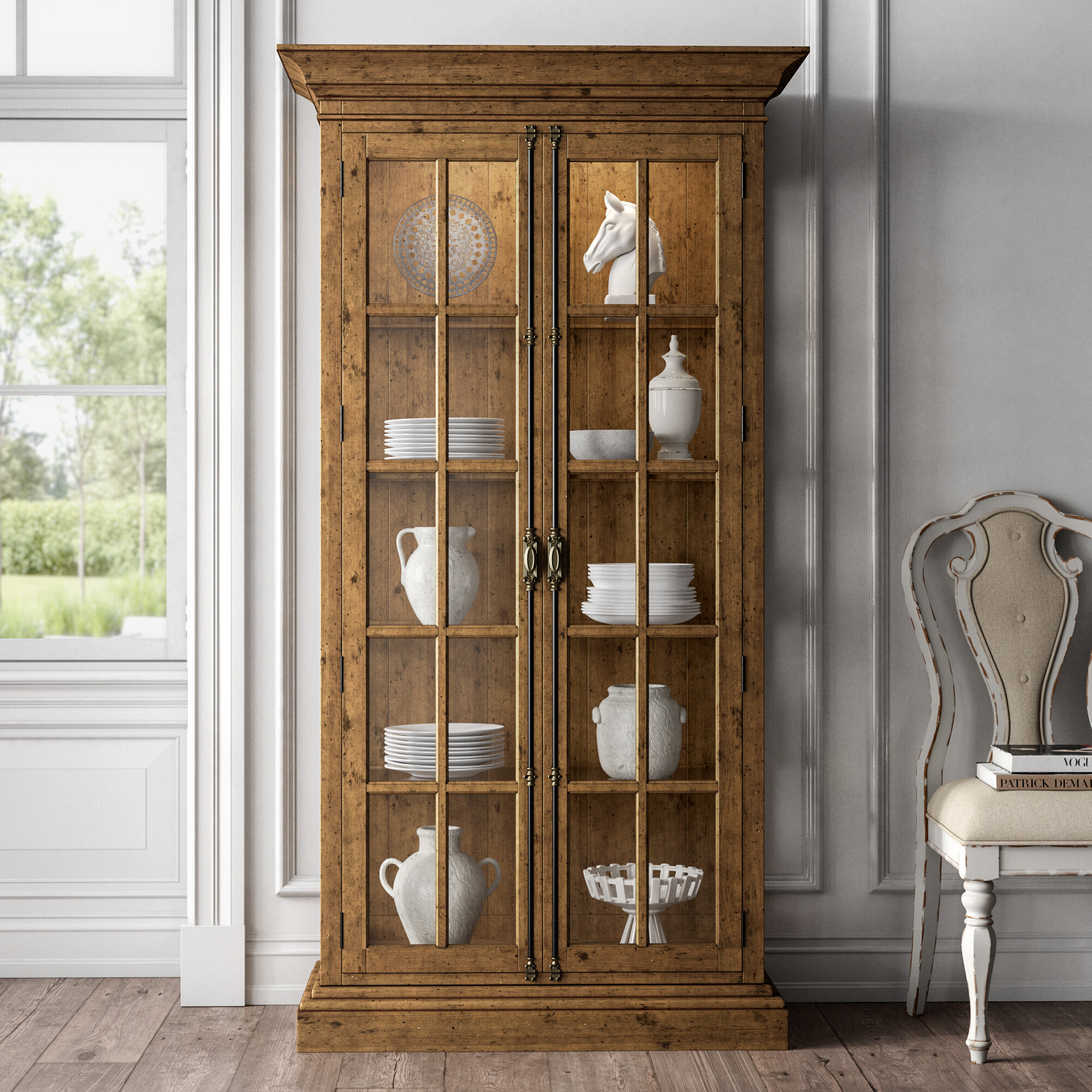 Summit 20.20'' Wide Solid Wood Curio Cabinet with Lighting