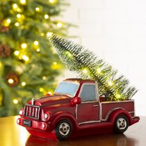 RED TRUCK  with  Christmas Tree Holiday Wall Door Decor Tinsel Snowflakes NEW 