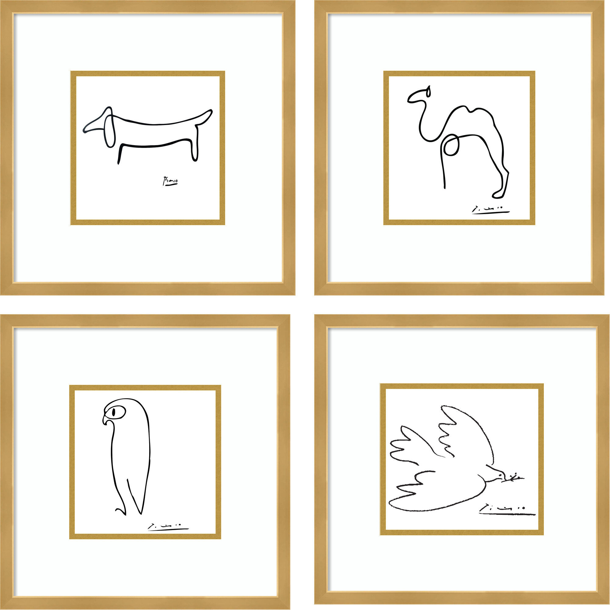 Amanti Art Picasso Animal Drawings- set of 4by Pablo Picasso Framed Wall Art  Prints | Wayfair