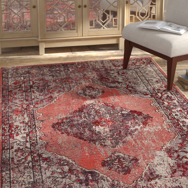 Bungalow Rose Elianna Power Loom Performance Red/Cream Rug & Reviews ...