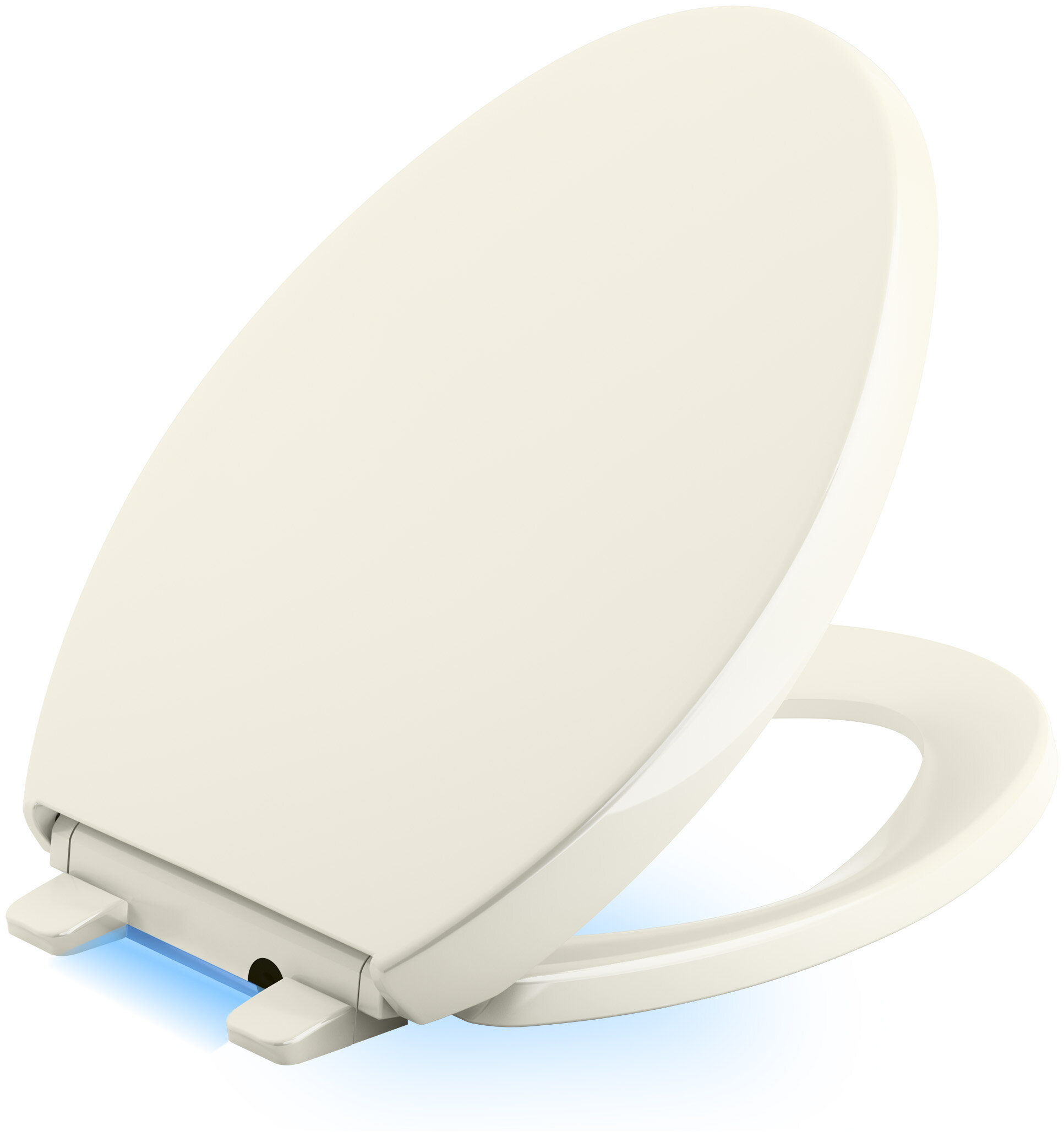 Biscuit Brevia with Quick-Release Hinges Elongated Toilet Seat 