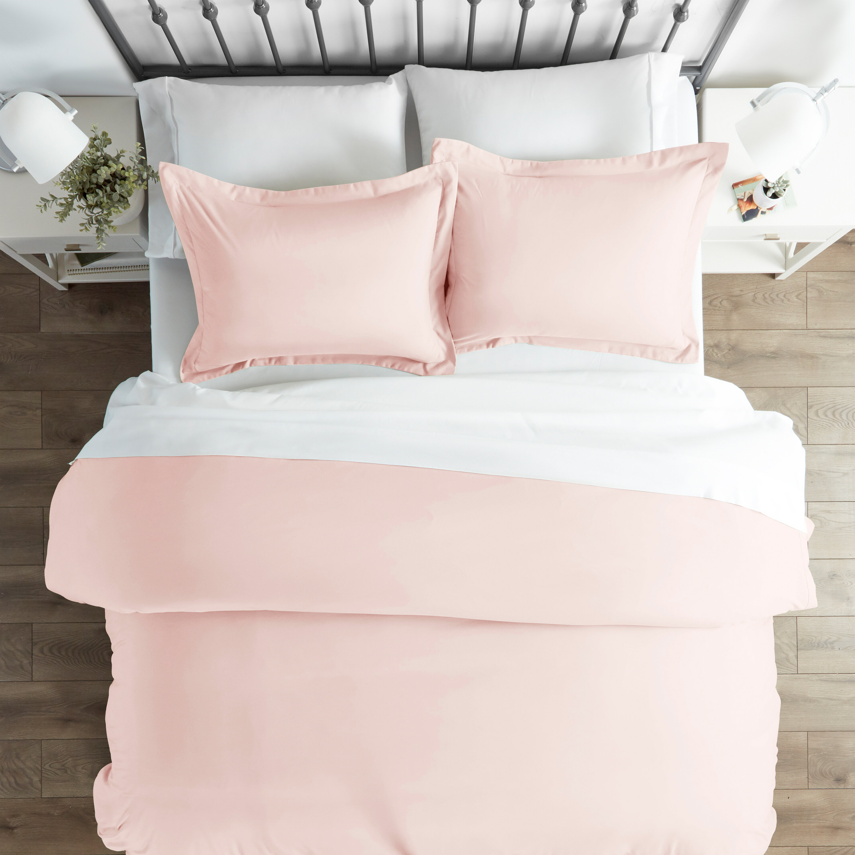 100% Cotton Reversible Queen King Bed Quilt Cover Set Bamboo Pure Pink Soft 