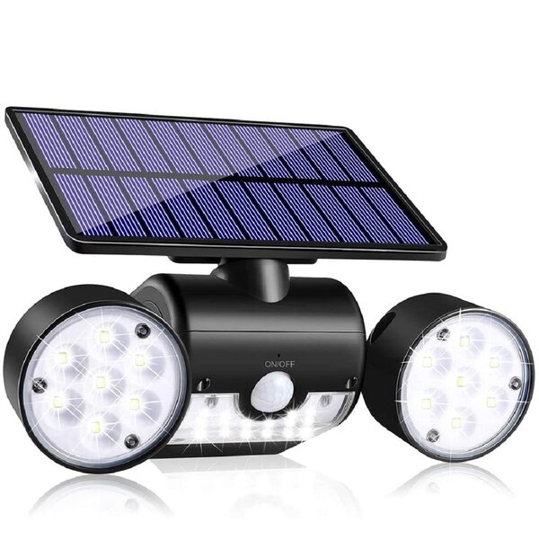 90 LED 3 Head 360° Rotable Remote Solar Lights Outdoor Porch Garden Garage Path 