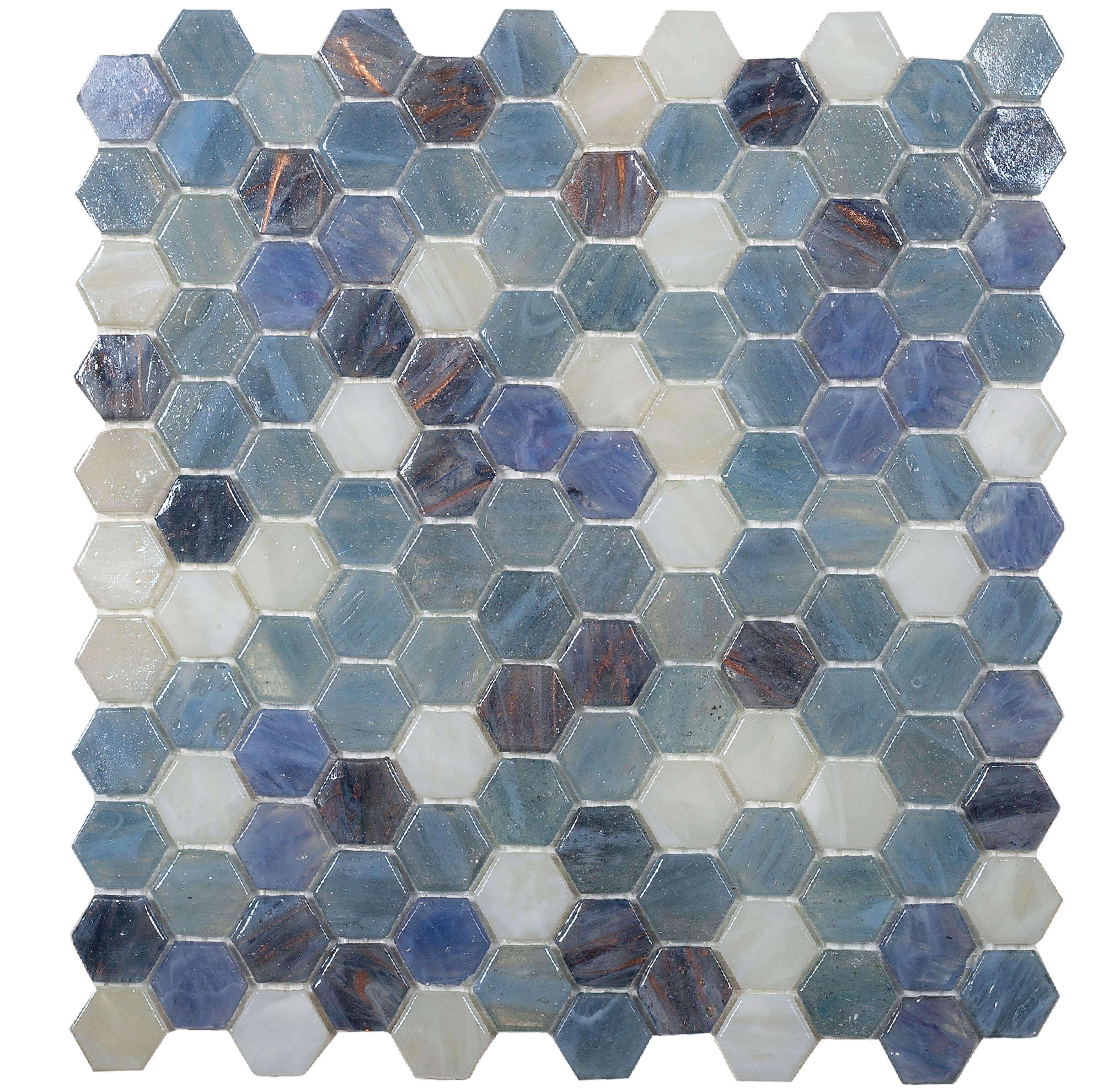 Bathroom Wall Panel or Flooring 5-Pack 12.2 x 12.2 Sheet for Kitchen Apollo Tile White and Blue Marble Mosaic Tile