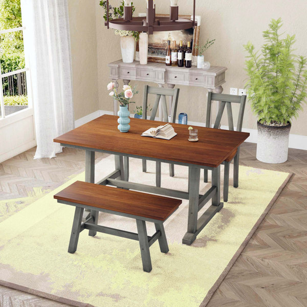 Red Barrel Studio® Annexie 6 - Person Acacia Solid Wood Dining Set ...