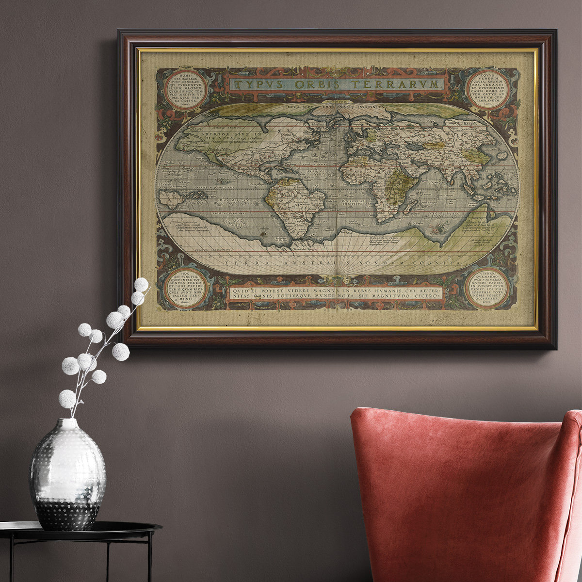 Williston Forge Embellished Antique World Map Embellished Antique World 