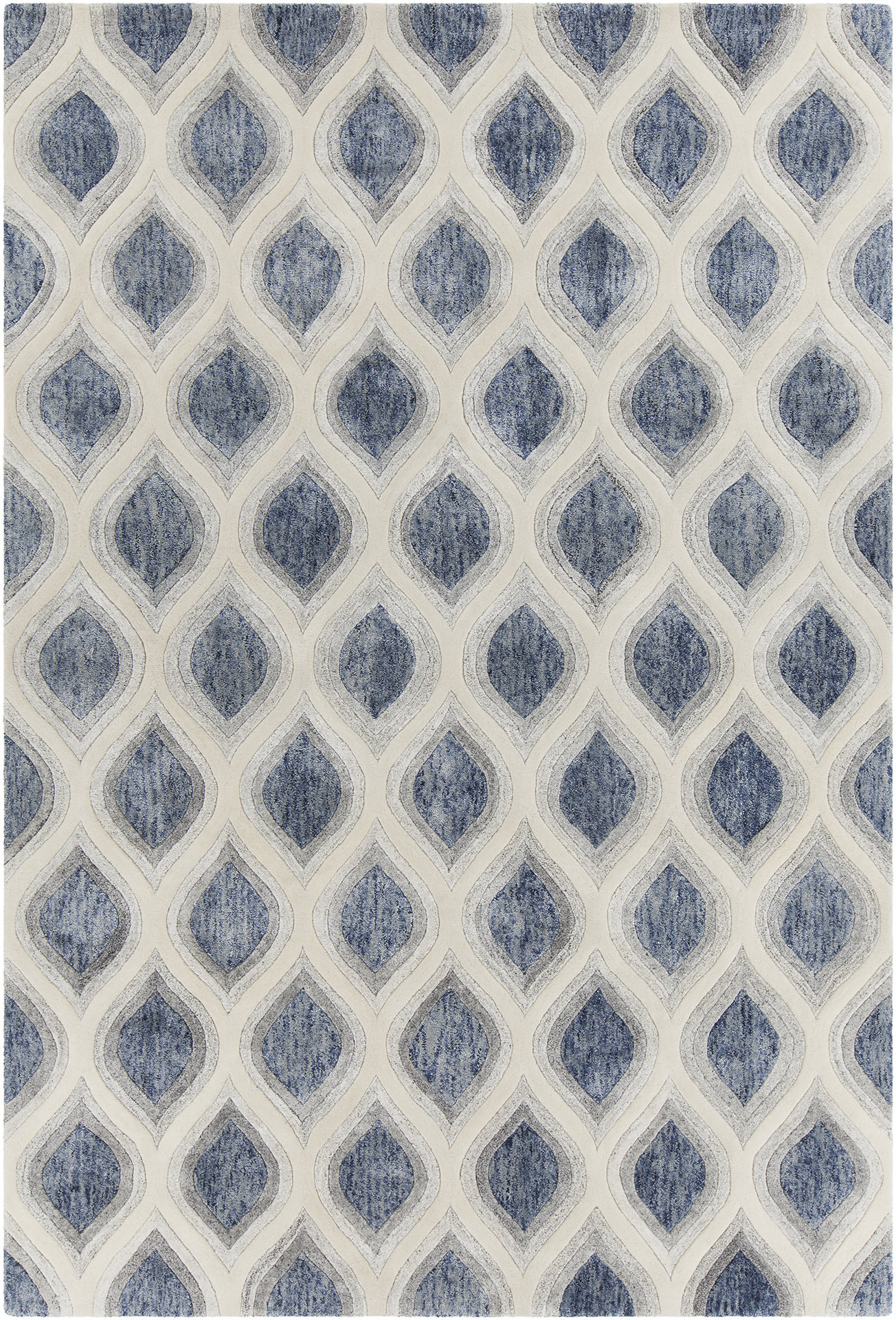 Brayden Studio® Delong Handmade Tufted Wool Blue; Cream Rug Wayfair