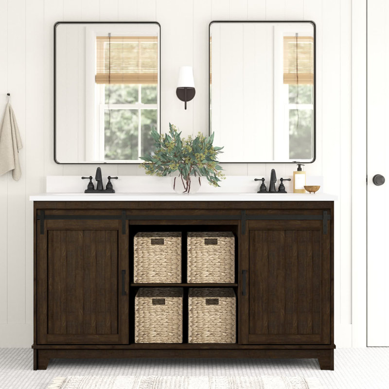 Braylen 60'' Free-standing Double Bathroom Vanity with Vitreous China Vanity Top