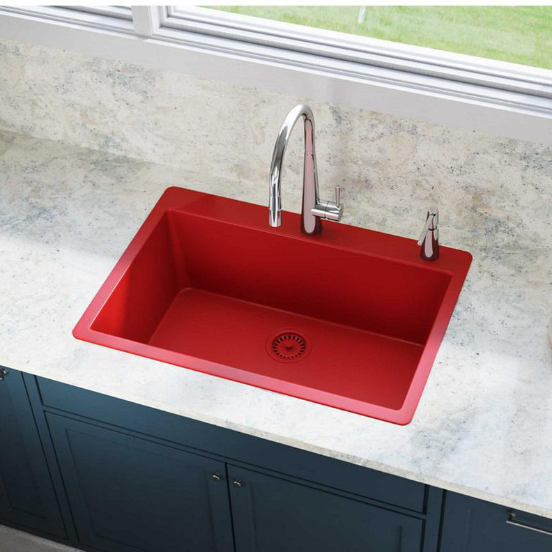 Elkay Quartz Luxe 33'' L DropIn Single Bowl Quartz Kitchen Sink