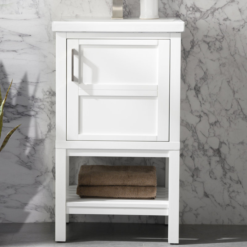 Darion 20'' Free-standing Single Bathroom Vanity with Porcelain Vanity Top
