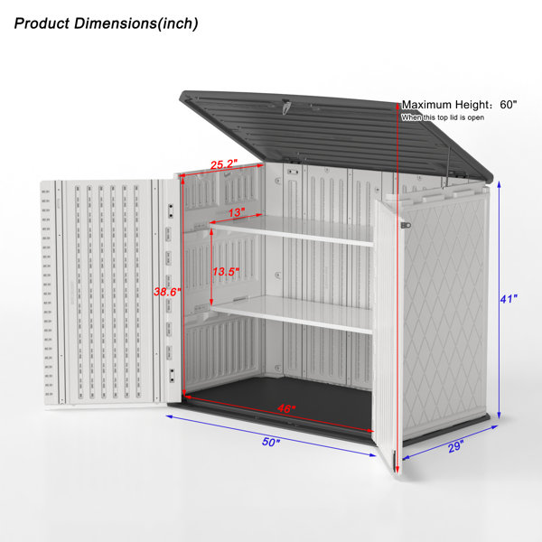 Outdoor Garden 4 ft. W x 2 ft. D Plastic Horizontal Garage Shed