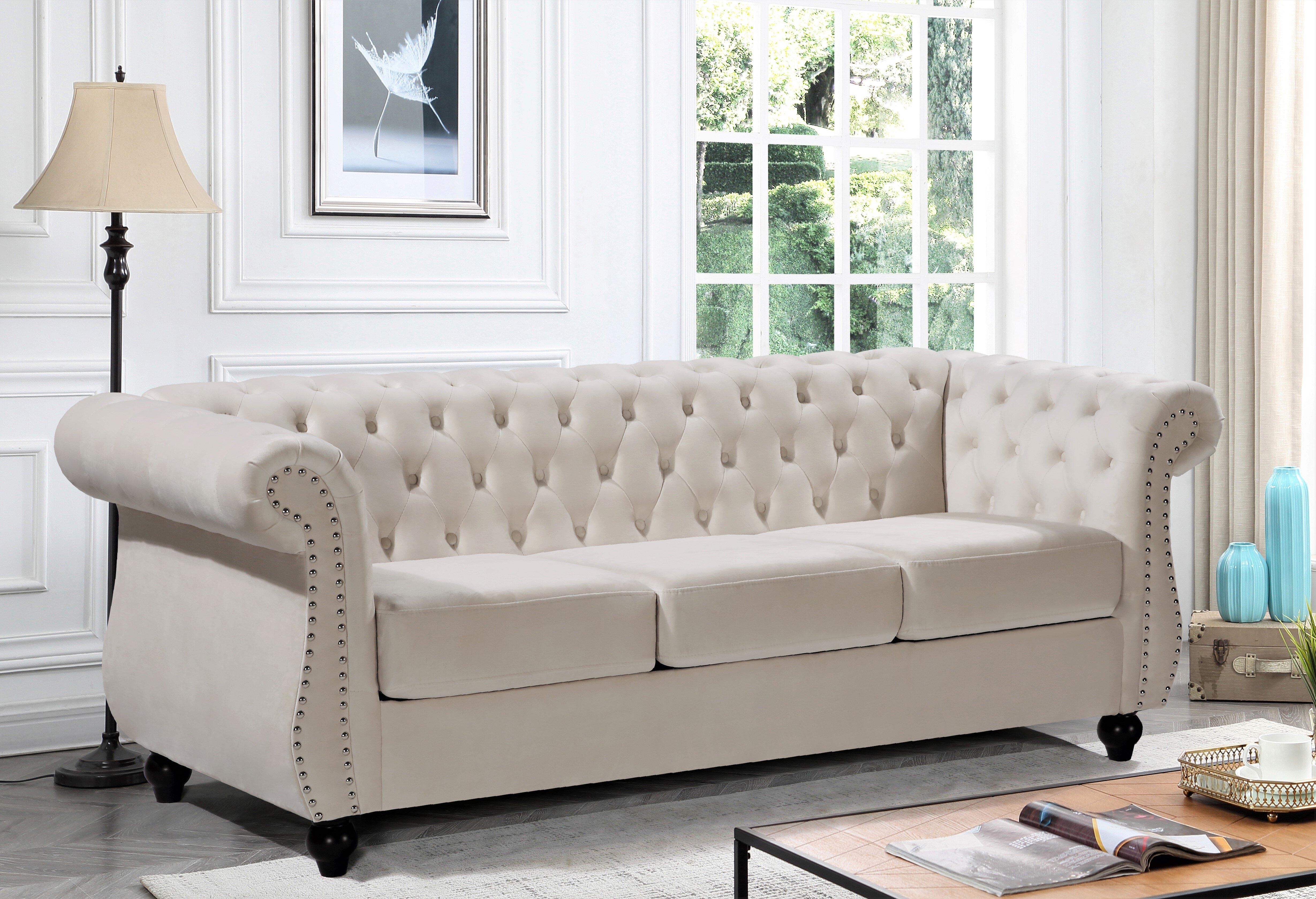 House of Hampton® Felder 82.6'' Velvet Rolled Arm Sofa & Reviews | Wayfair