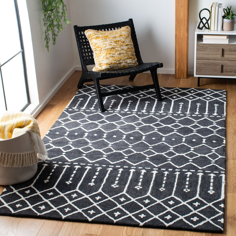 Union Rustic Lina Handmade Black Rug & Reviews | Wayfair