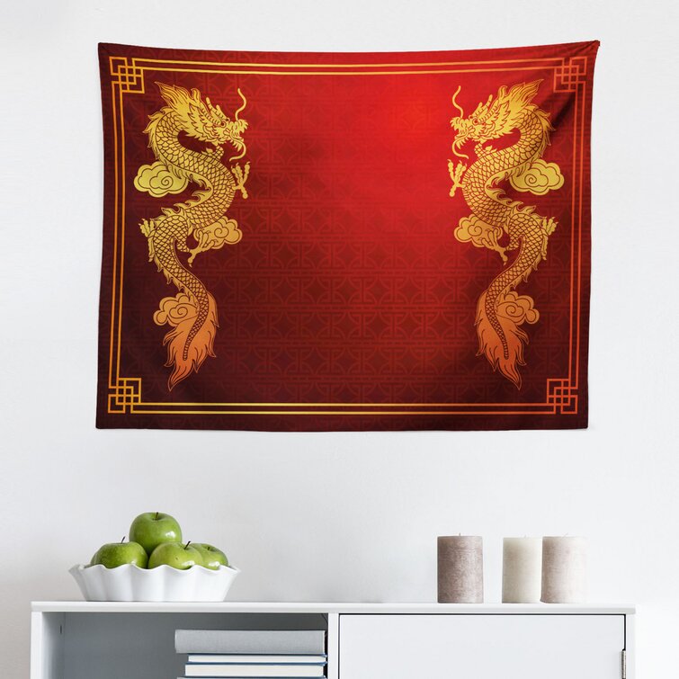 Asian Mythology Black Dragon Tapestry Bedroom Room Dorm Wall Hanging Blanket 