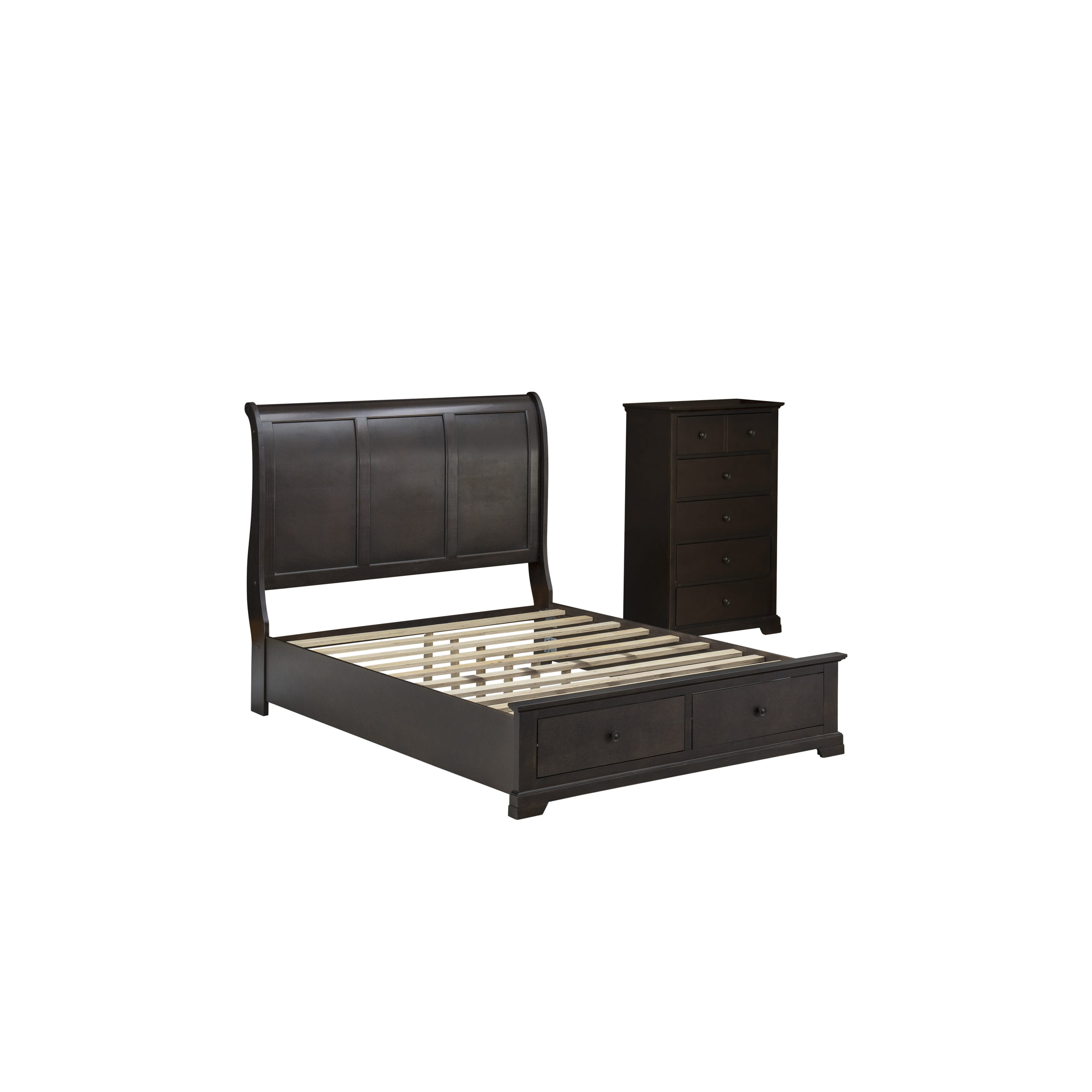 Red Barrel Studio® Cordova 2 Piece Bedroom Set With Drawers In Wire Brushed Walnut Finish With