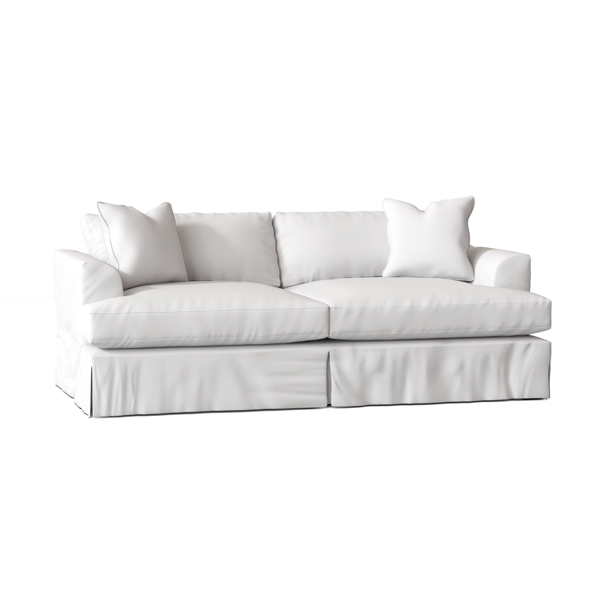 Lucia 93” Cotton Recessed Arm Slipcovered Sofa with Reversible Cushions