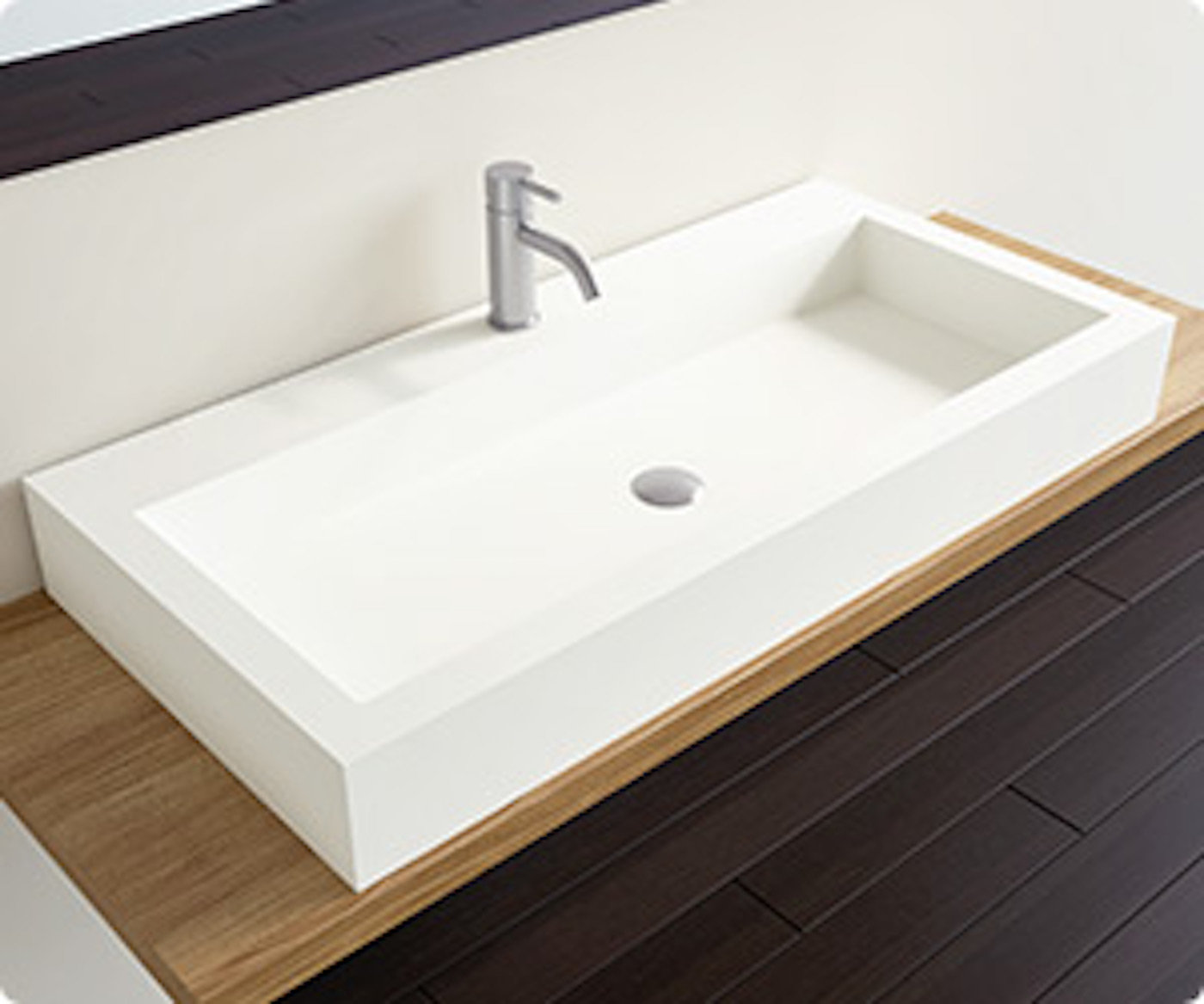Badeloft Polymarble 18.8'' Stone Resin Rectangular Vessel Bathroom Sink
