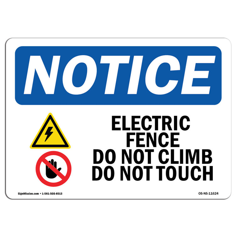 SignMission Electric Fence Do Not Climb Sign with Symbol | Wayfair