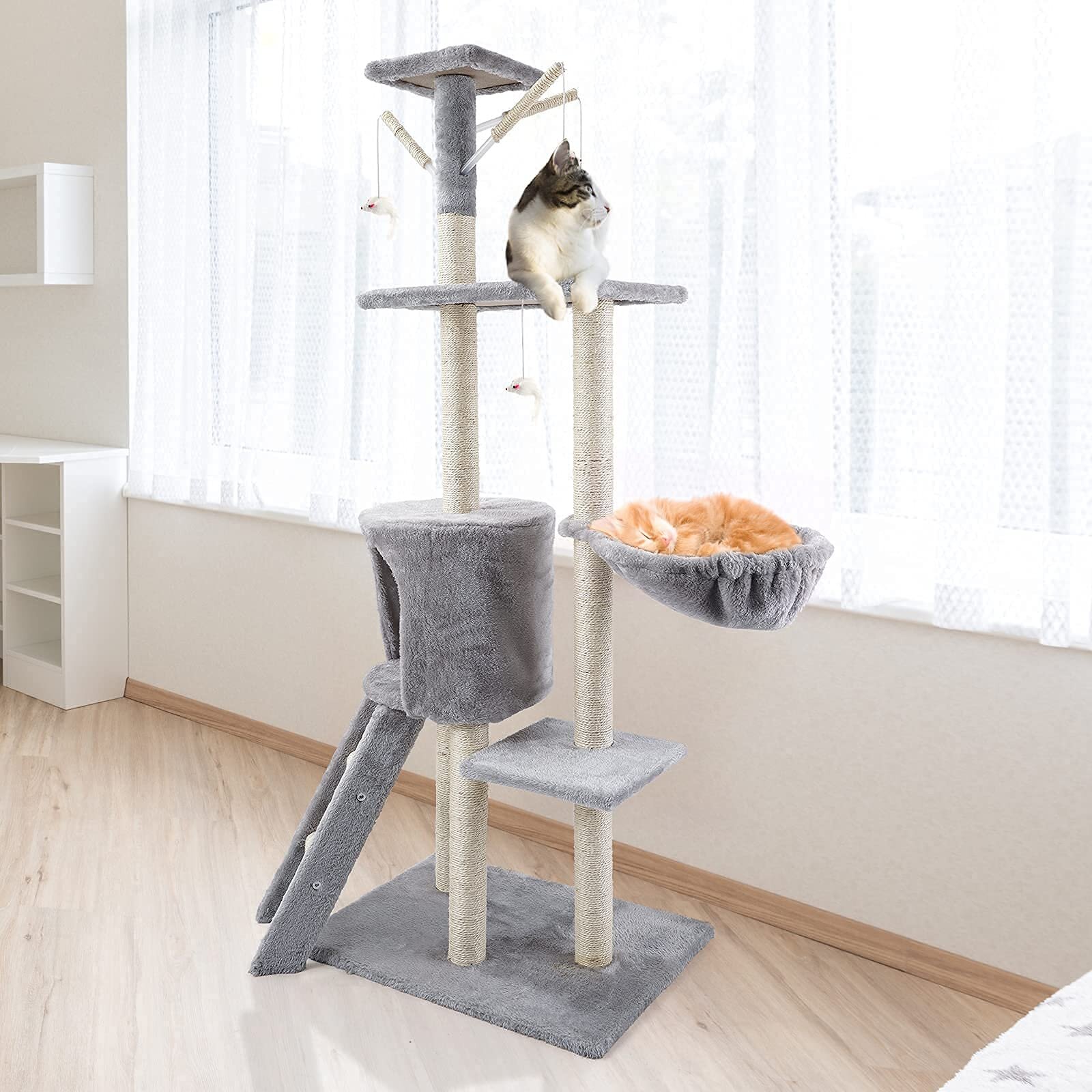 50" Brown Pet Cat Tree Play House Tower Condo Bed cratching Post Toy Muiti level 