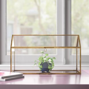 Terrarium End Table Durable Reinforced Glass Display Living Room Gold Decor Set 