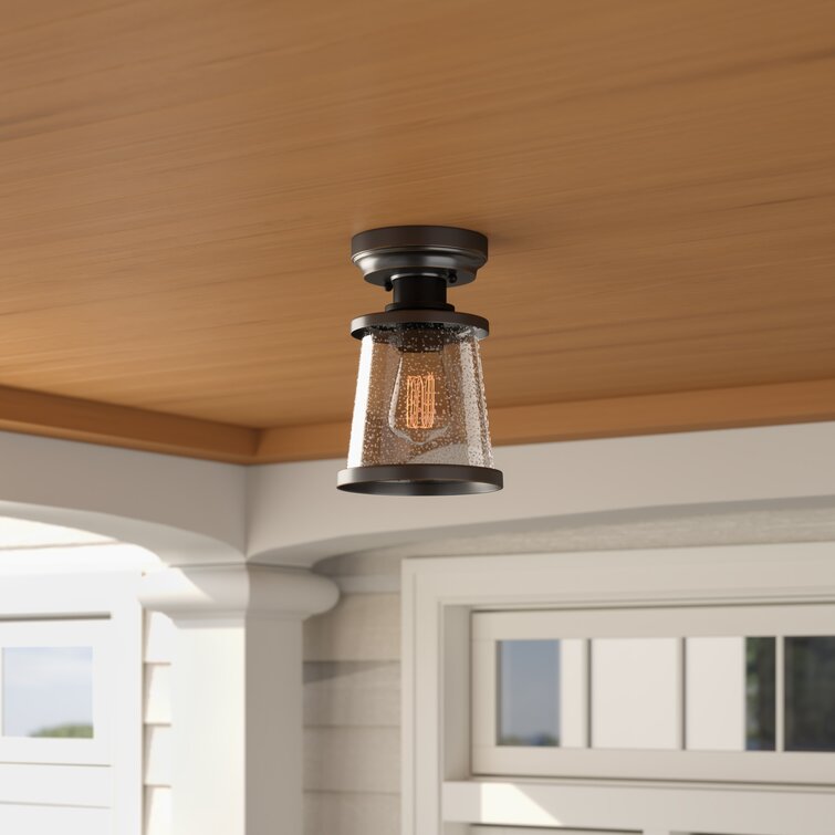 Industrial Mini Semi Flush Mount Ceiling Light For Patio Outdoor Fixture with Handcrafted Geometric Metal Shape