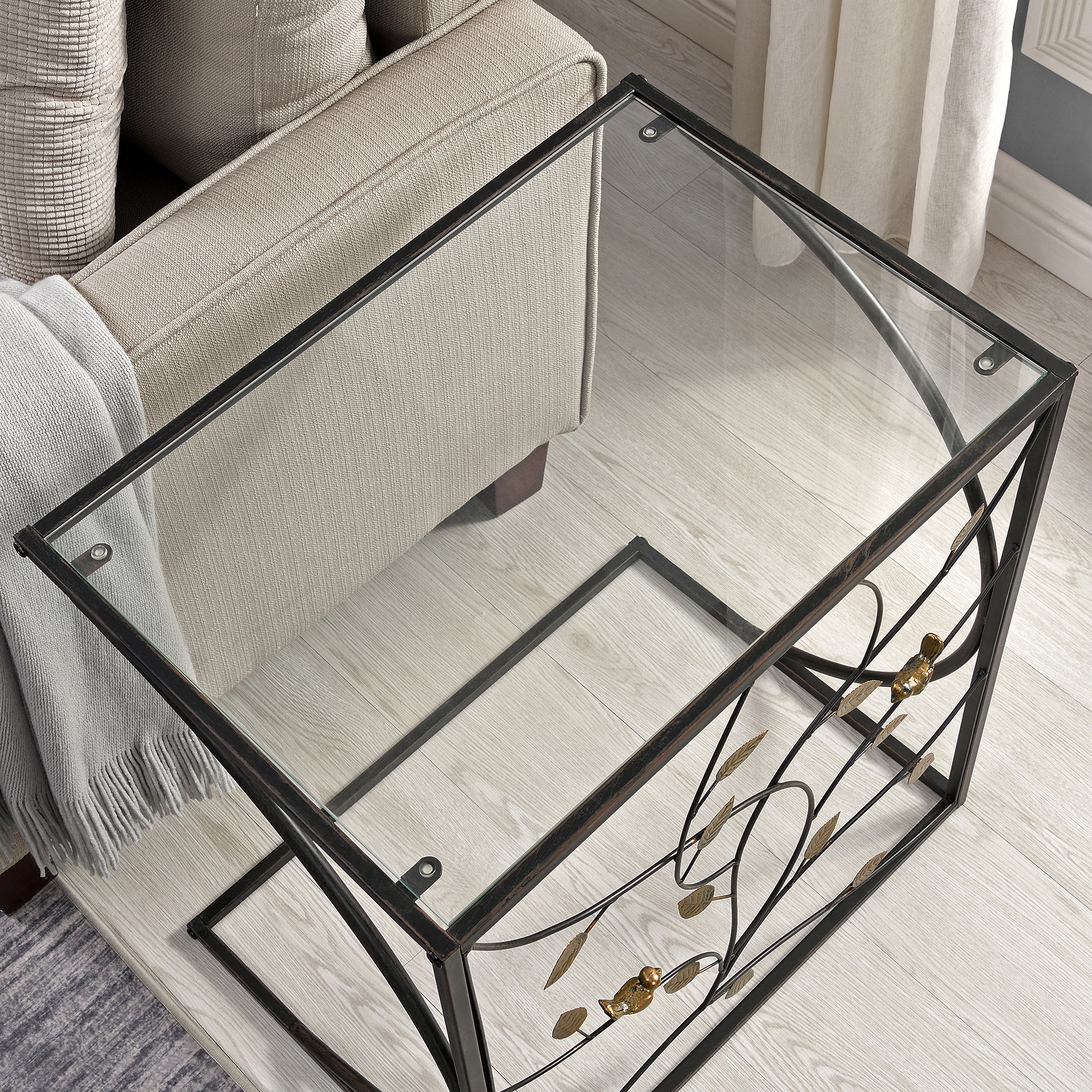 Red Barrel Studio® Komarek 24'' Tall Glass C Table End Table Wayfair