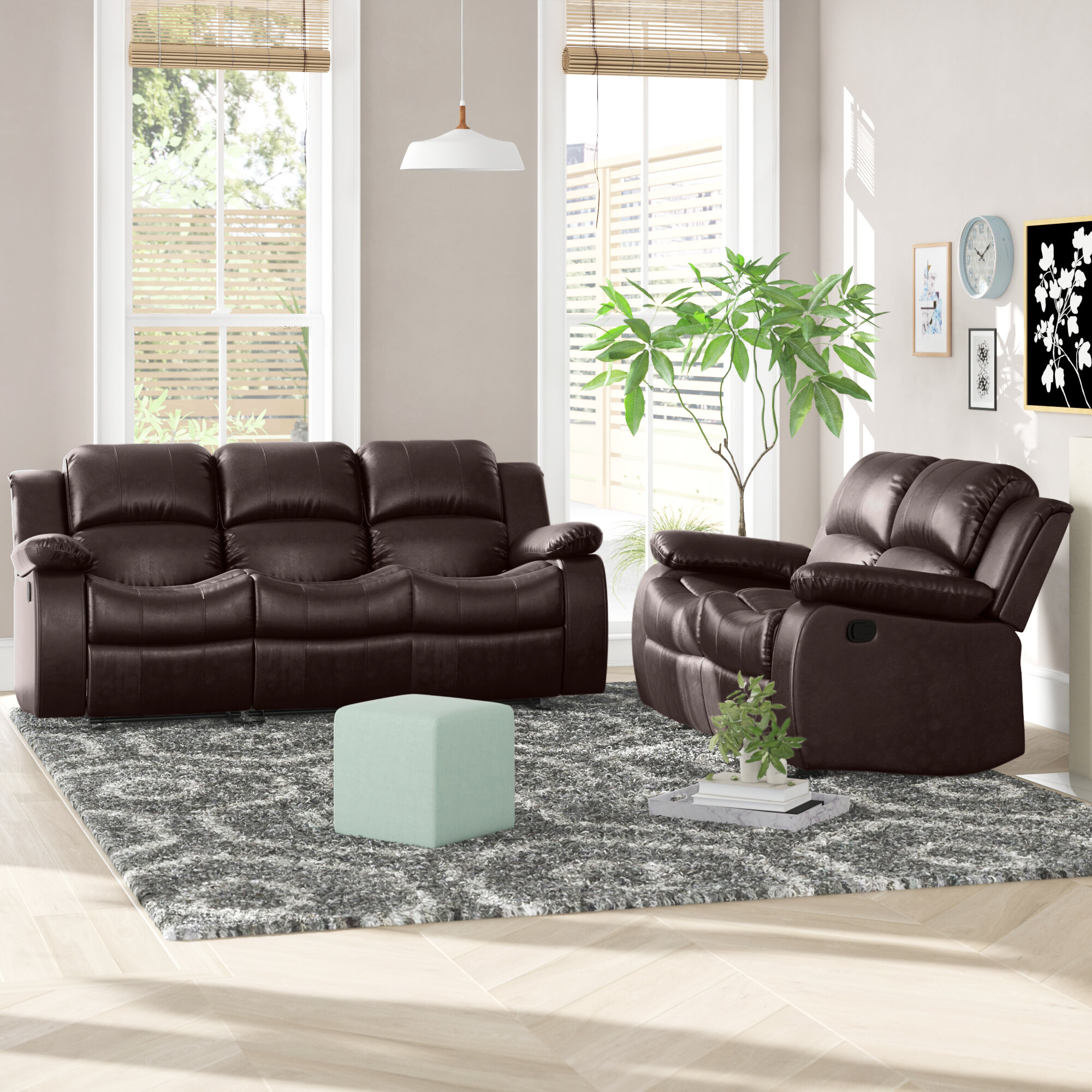 Bryce 2 Piece Faux Leather Reclining Living Room Set
