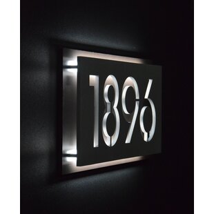 12V DC Illuminated Address Sign Plaque House Numbers LED Lighted Auto On/Off 