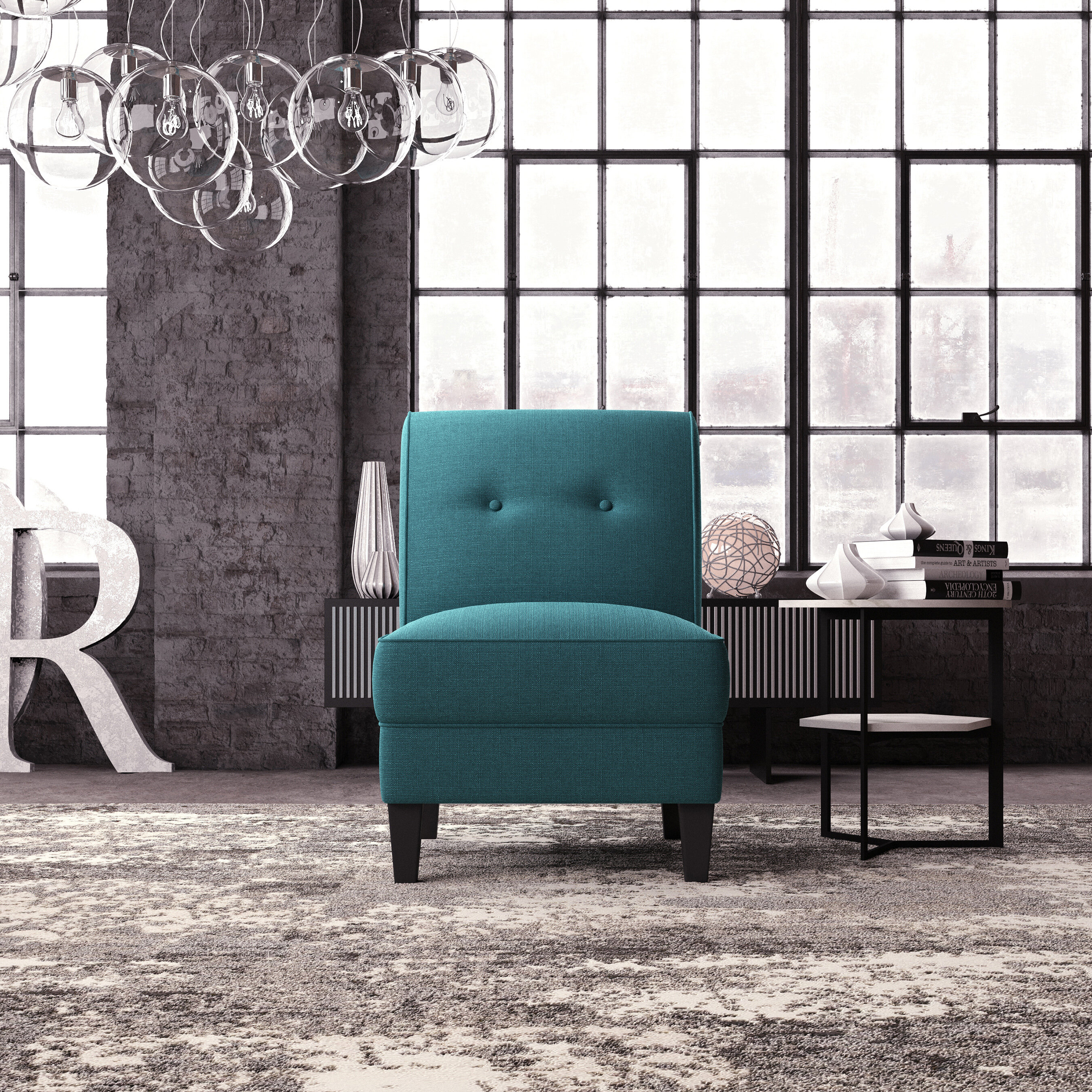 Fink 25” Wide Tufted Slipper Chair