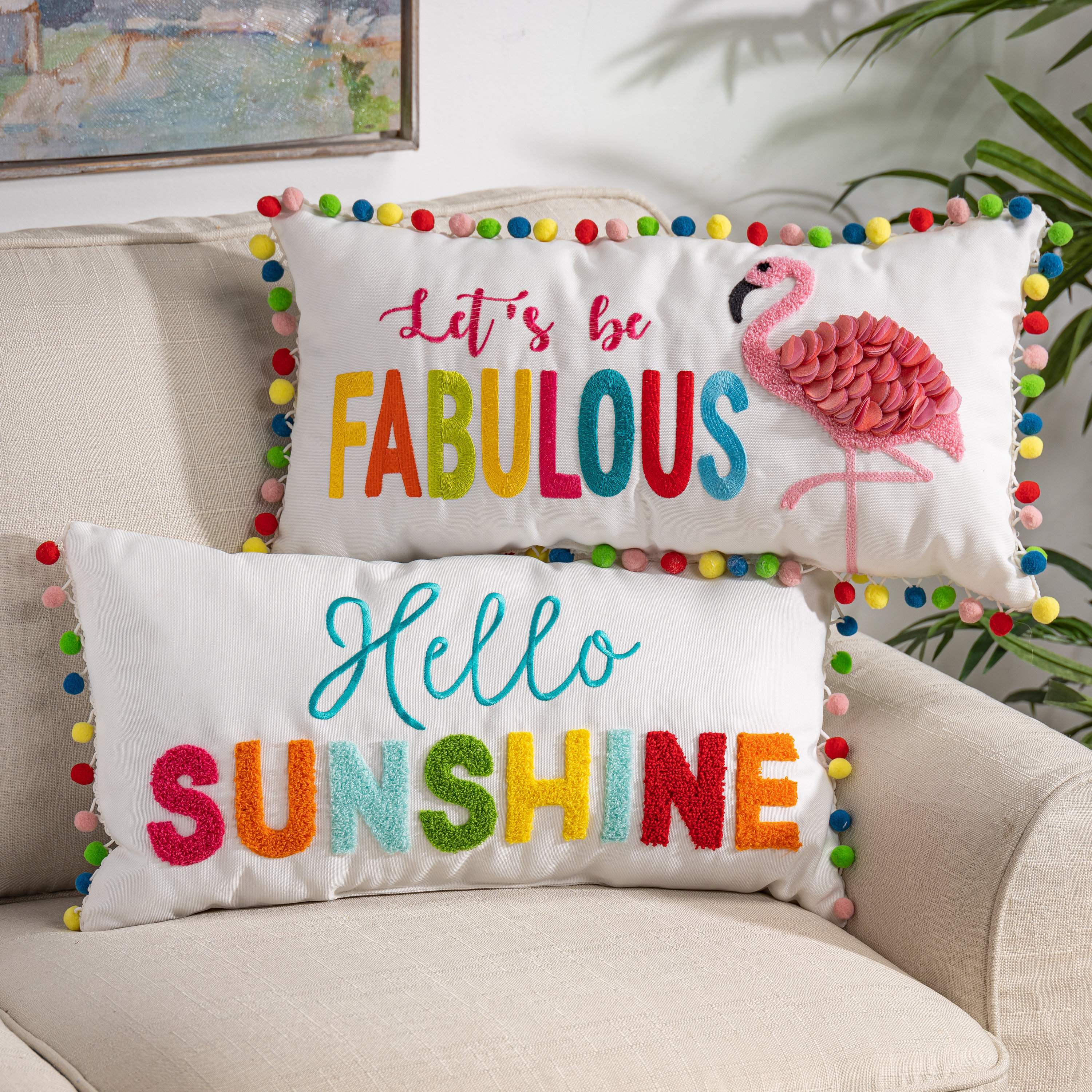 bright coloured pillows