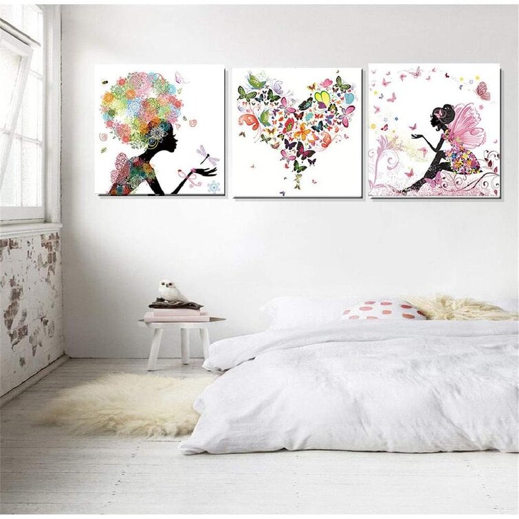 3PCS Set Gray Rose Pattern Wall Hanging Canvas Painting Mural Home Decoration US 