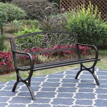 vidaXL Garden Bench Steel Porch Patio Park Path Chair Outdoor Deck Seating 