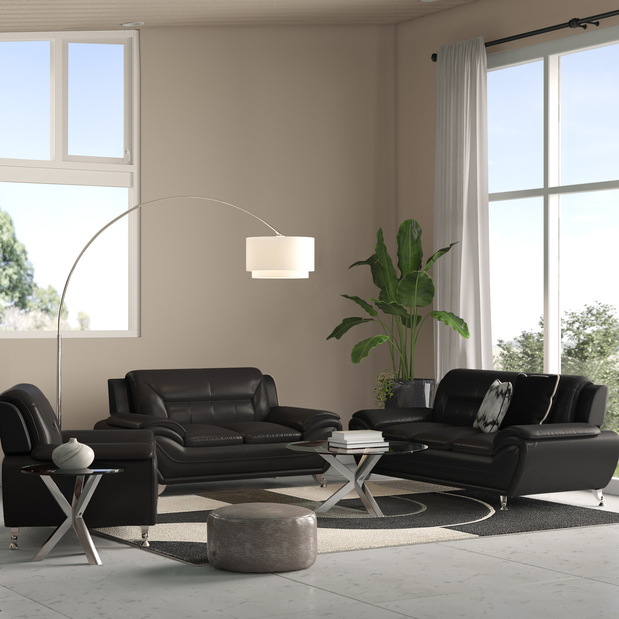 Stcyr 3 Piece Faux Leather Living Room Set