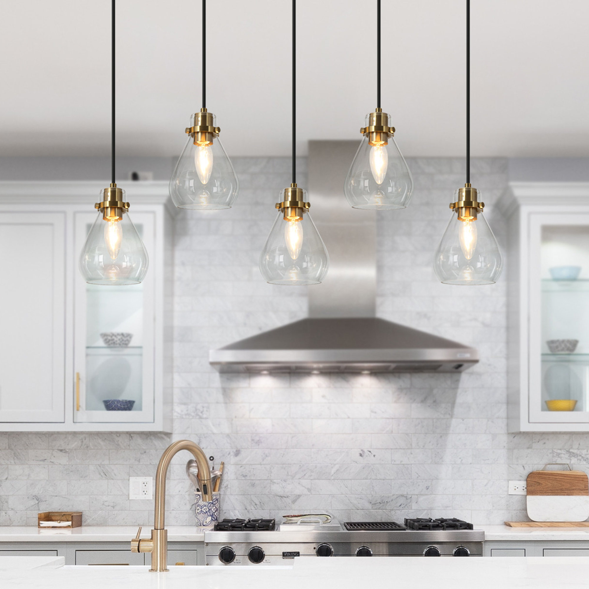 Breakwater Bay Temesoal 5 Light Dimmable Kitchen Island Modern Linear