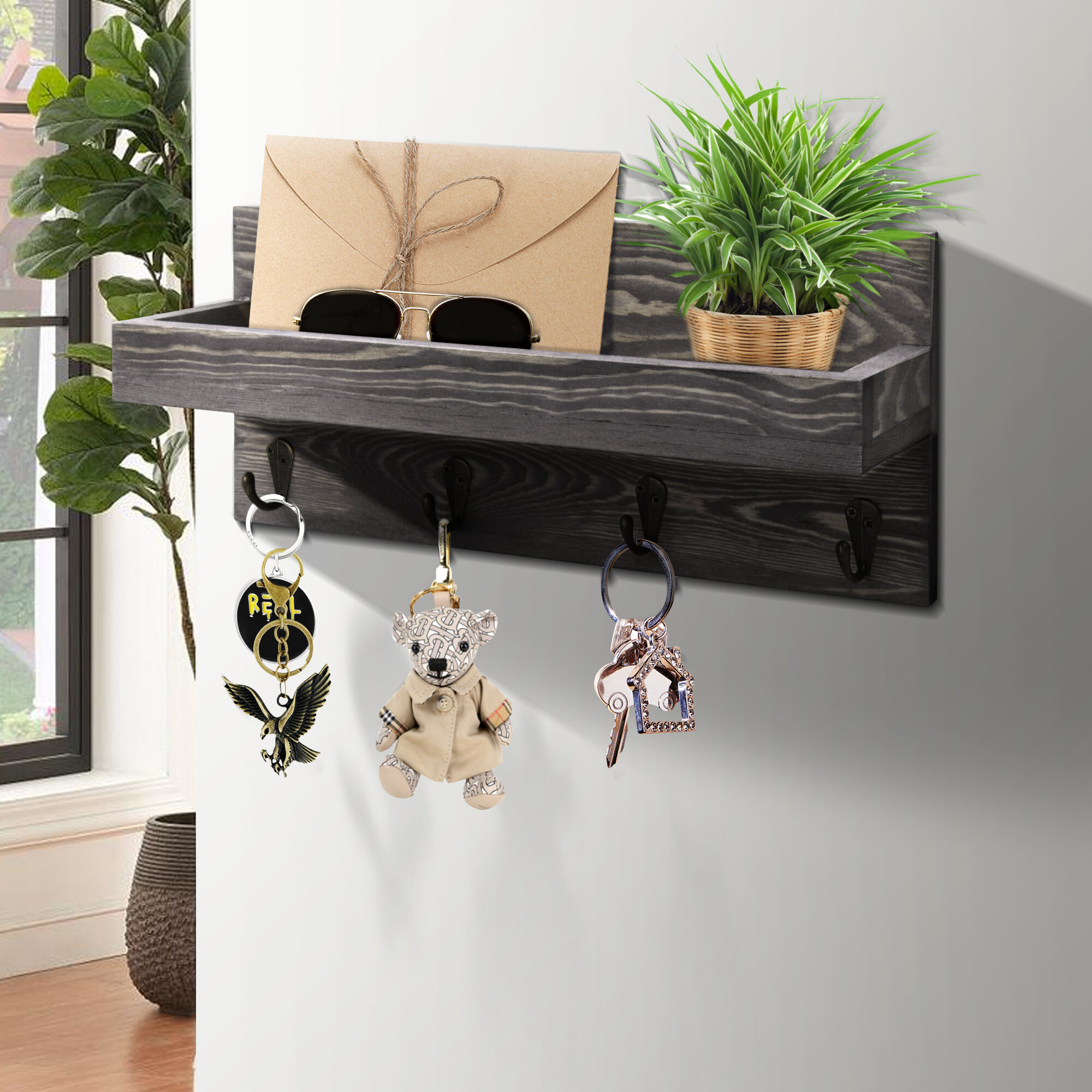 wall mounted Key Hanger With Shelf 