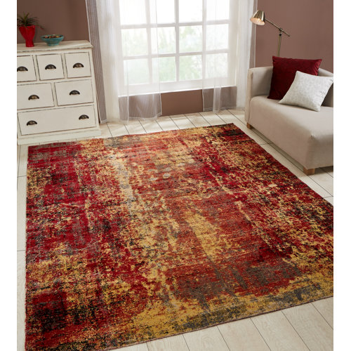 Wrought Studio Bumgardner Red/Yellow Indoor/Outdoor Rug & Reviews | Wayfair