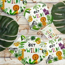 Safari Baby Shower Plates and Napkins 64 Piece Jungle Birthday Zoo Party