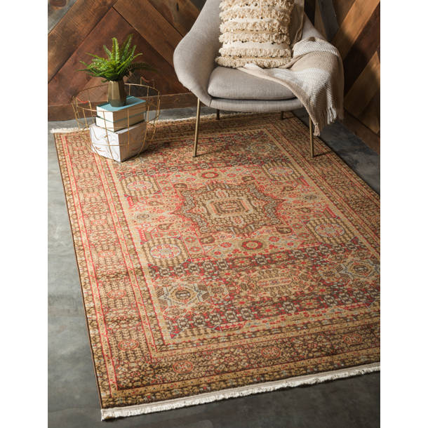 Astoria Grand Ophelia Performance Light Green/Tan Rug & Reviews | Wayfair