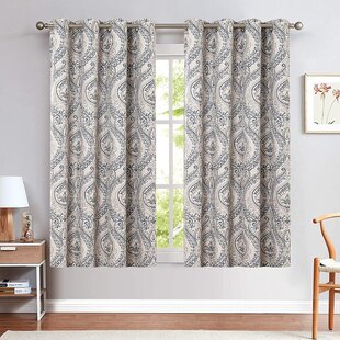 Butterfly Print Blackout Thermal Pole Top Window Curtains Pair Panel Set of 2 