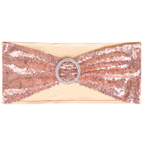 ANMINY Spandex Sequin Chair Sashes Bow Band Cover with Buckle - Set of ...