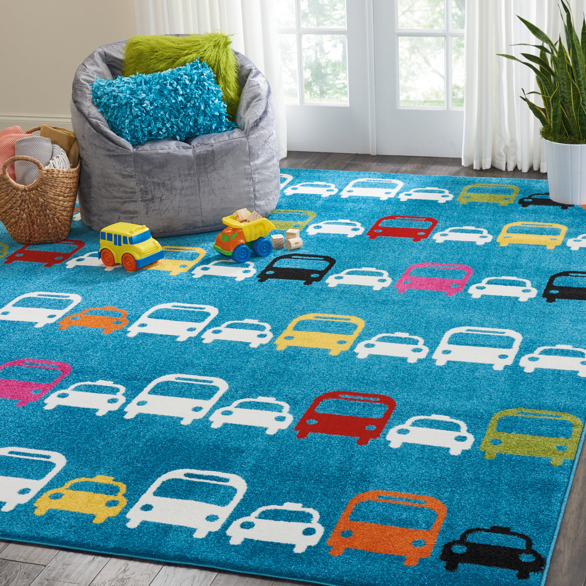 Ebern Designs Chunn Power Loom Performance Blue Rug & Reviews Wayfair