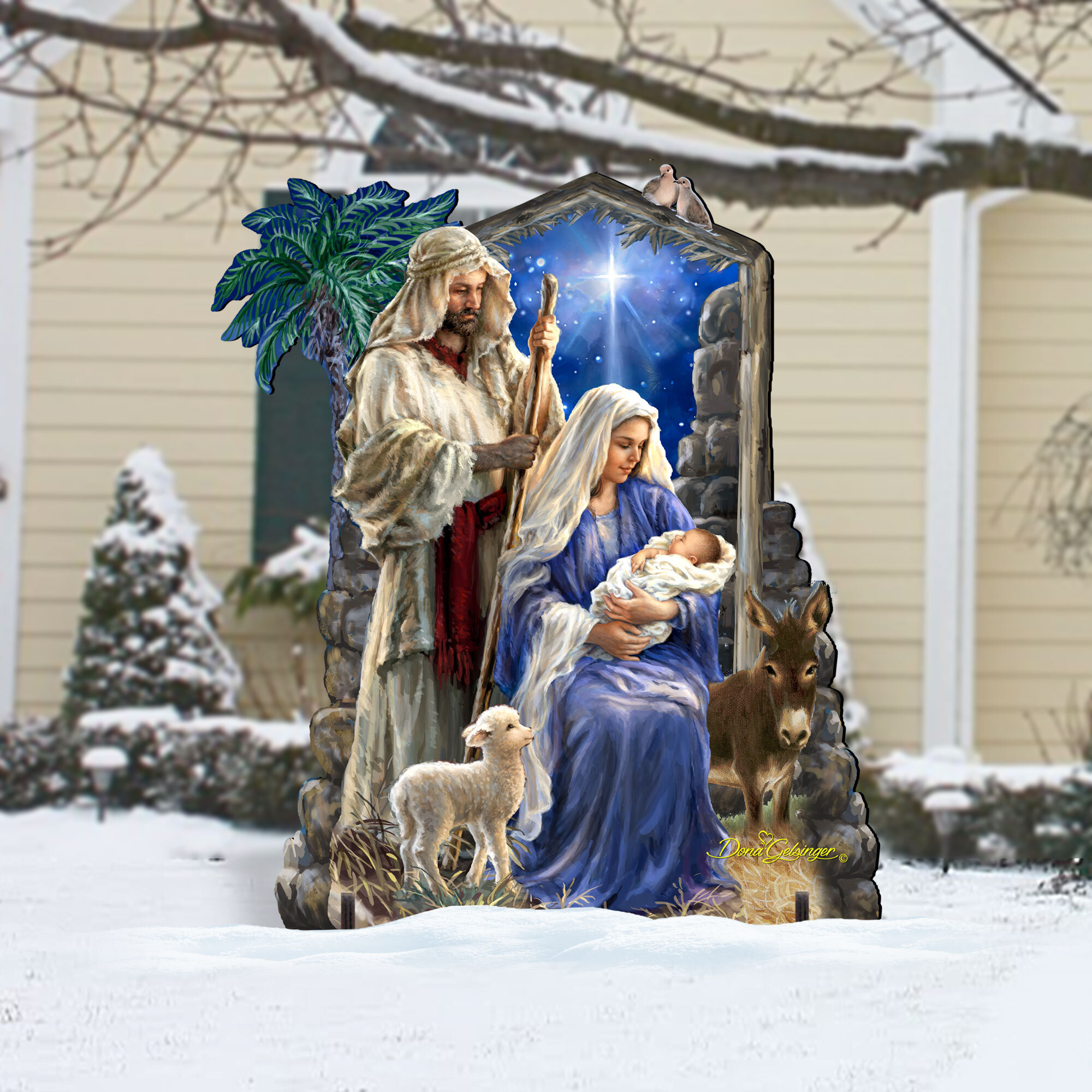 Christmas Outdoor Yard Decorations Nativity Scene Holy Family Set Yard Stakes 
