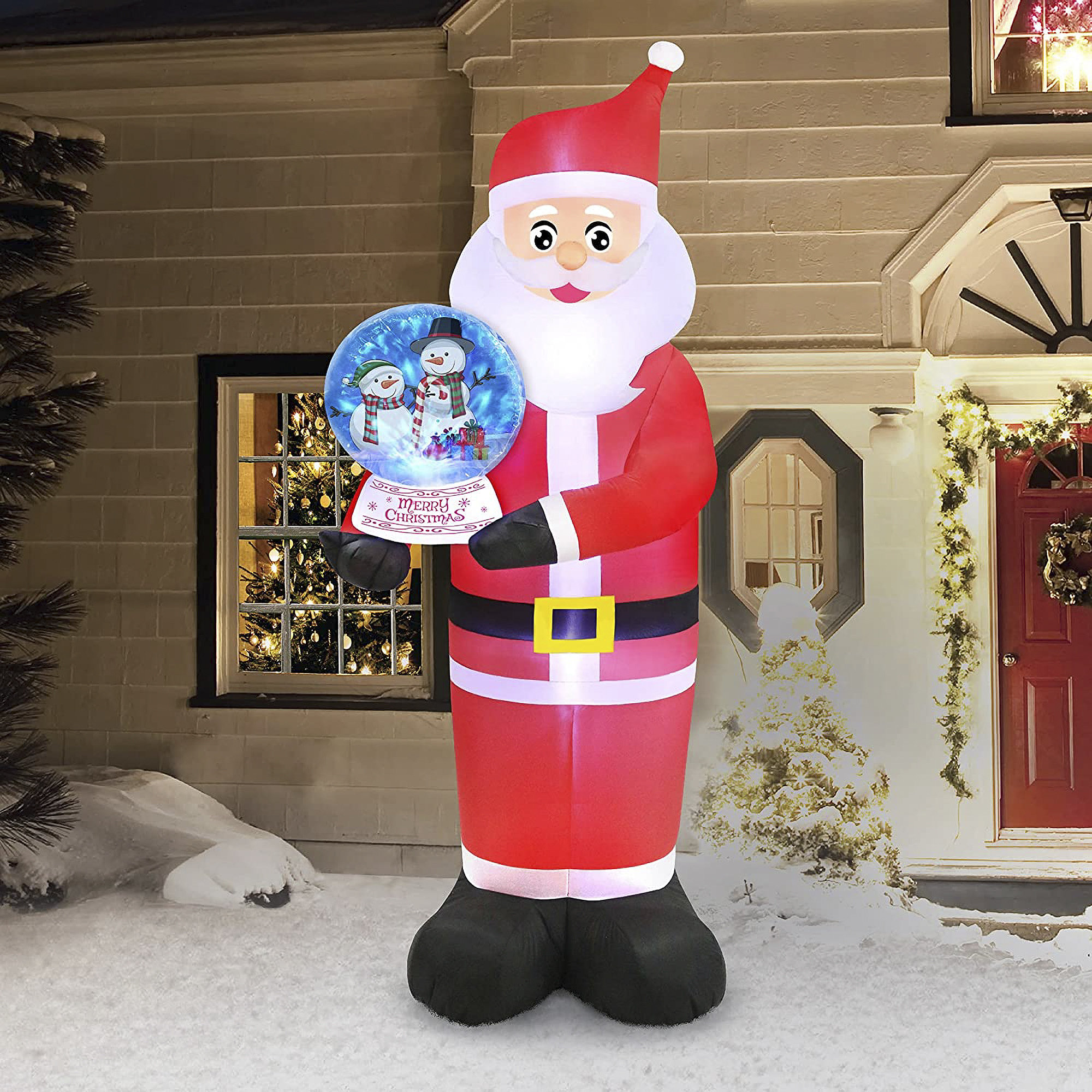 The Holiday Aisle® Santa Holding Snow Globe Christmas Inflatable