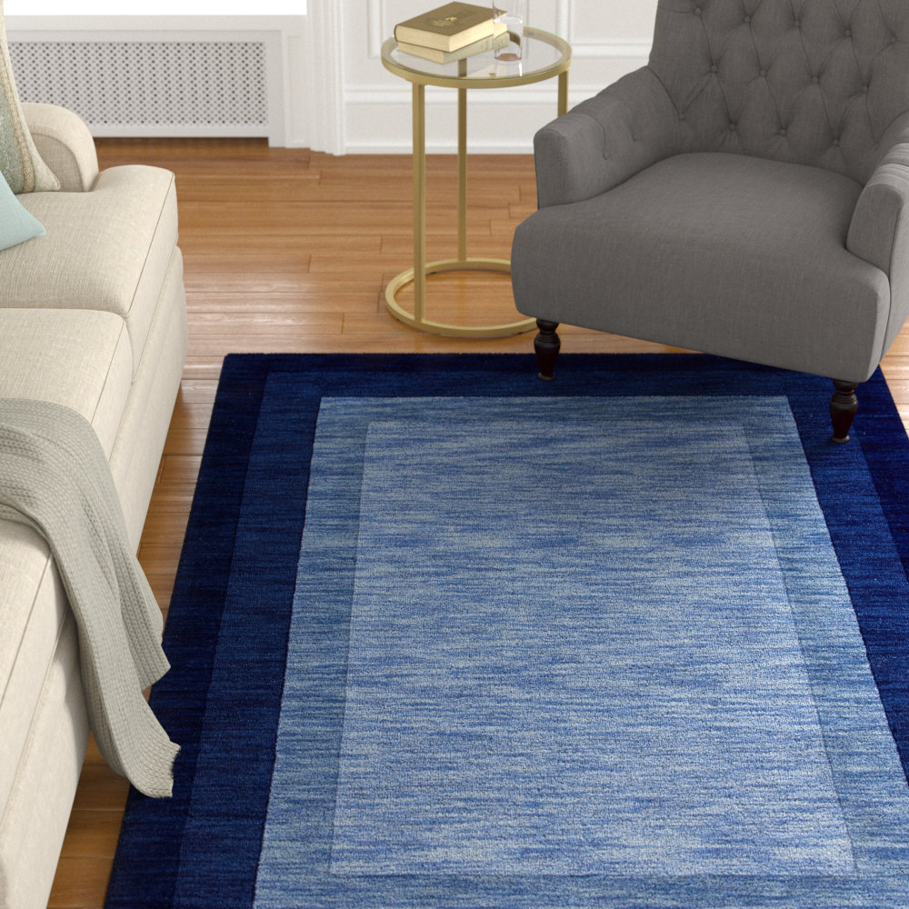 Alcott Hill® Keifer Oriental Handmade Tufted Wool Blue Area Rug