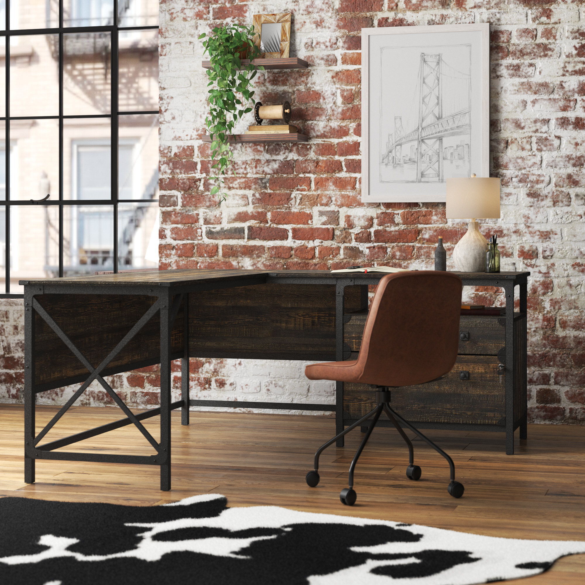 17 Stories Zander LShape Executive Desk & Reviews Wayfair