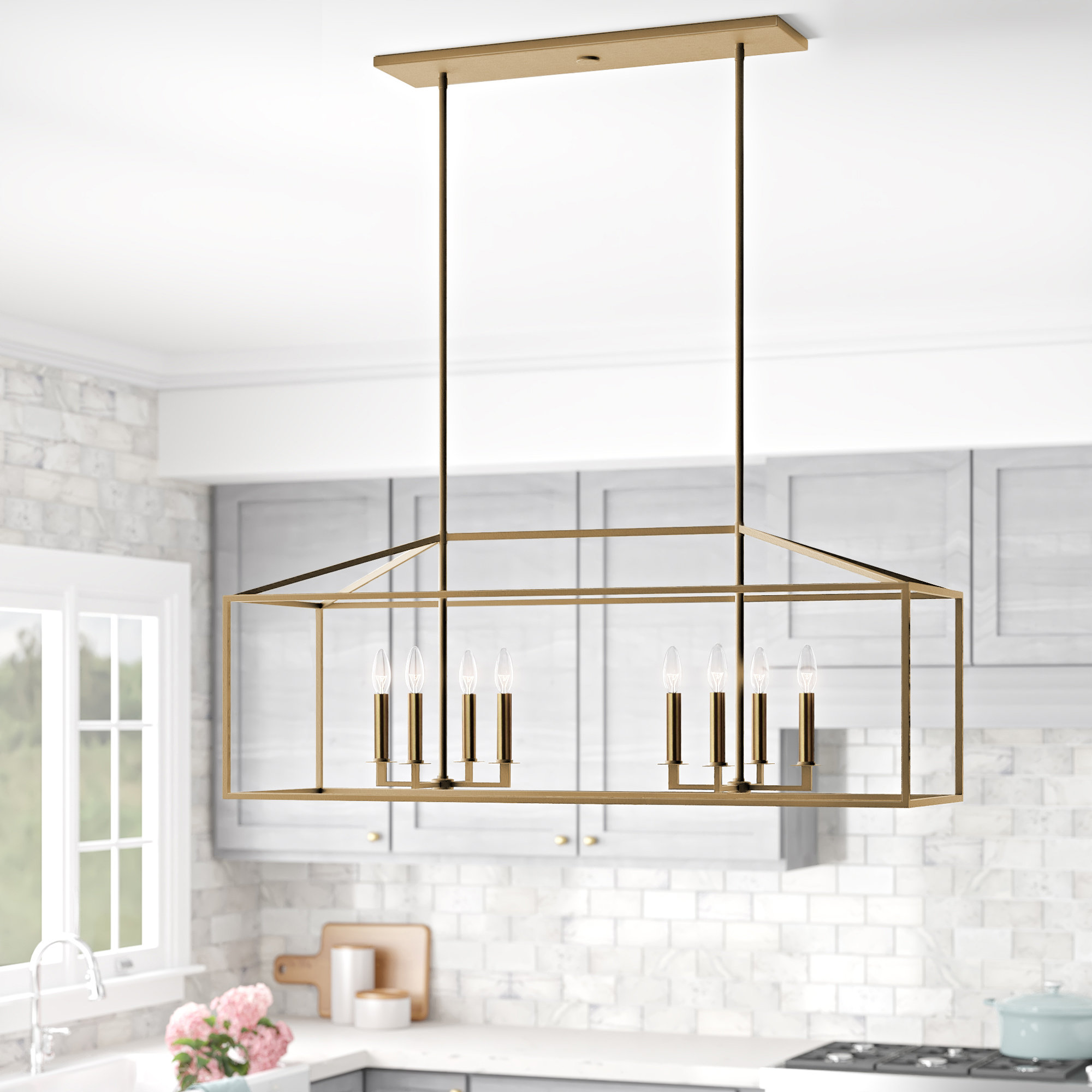 Joss & Main Ellis 8 Light Kitchen Island Rectangle Pendant & Reviews