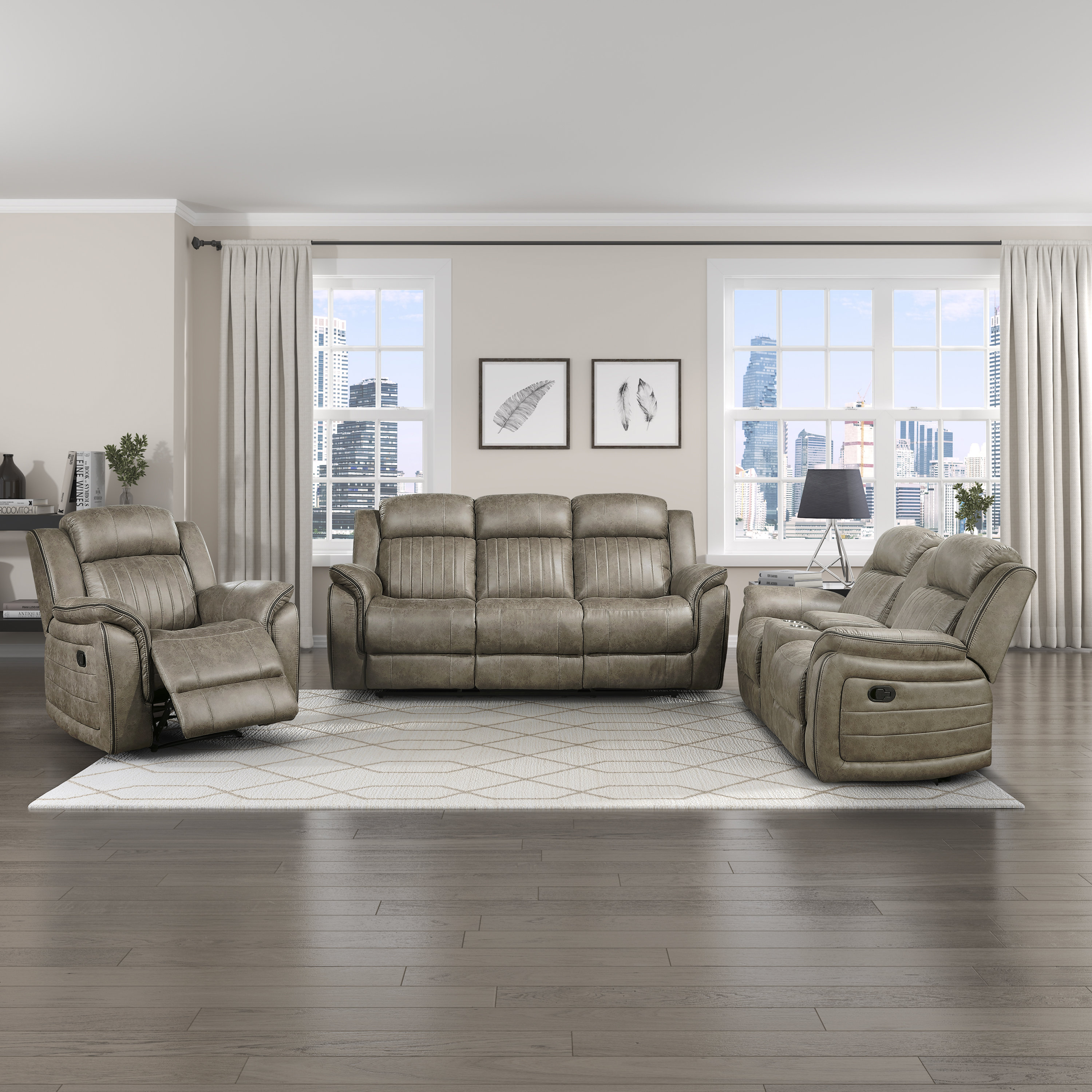 Red Barrel Studio® Brasilia 3Piece Microfiber Manual Reclining Living