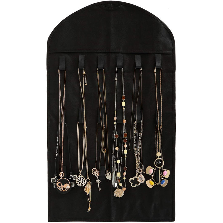 Dual-sided Hanging Jewelry Organizer 32 Pocket Earring Necklace Ring Storage Bag 