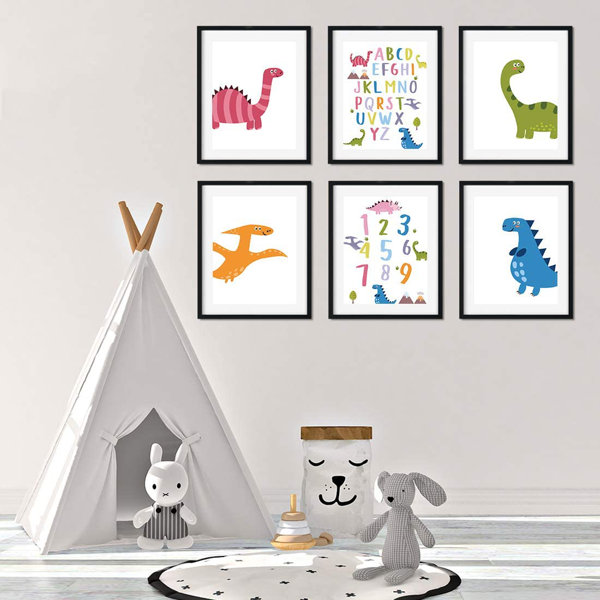 Harriet Bee Destry Colorful Dinosaurs Alphabet Numbers 6-Piece Set ...