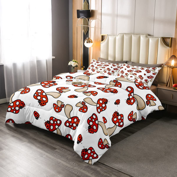 Ladybug Reversible Cotton Quilt Set Bedspread Coverlet 